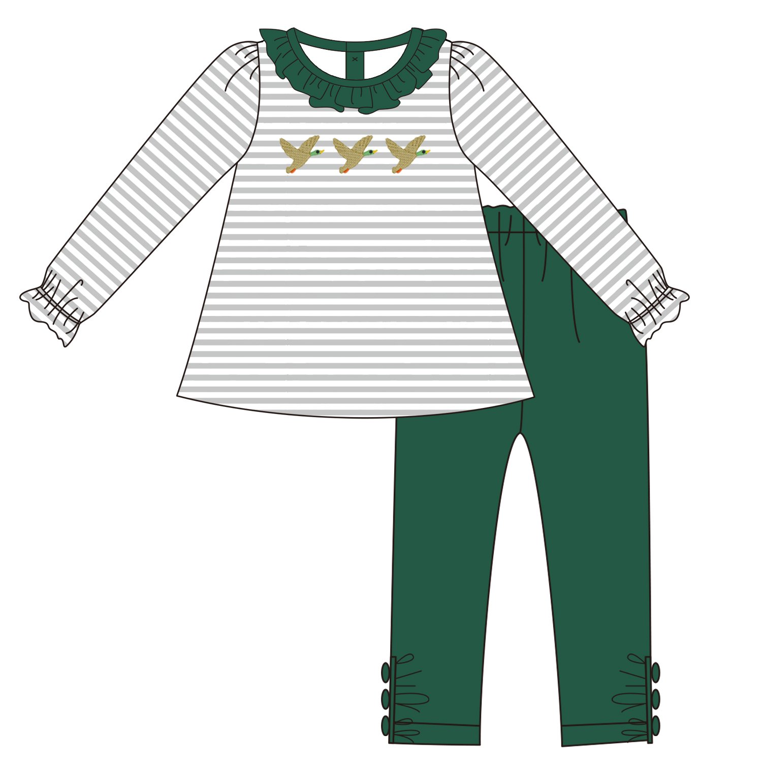 Boyis factory direct sales boutique frying duck embroidered baby rompers stripe knitted cotton baby girl's romper