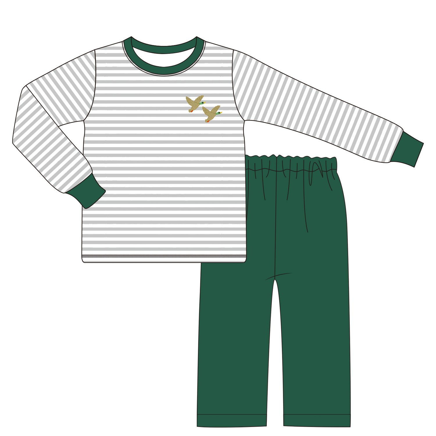 Boyis factory direct sales boutique frying duck embroidered baby rompers stripe knitted cotton baby girl's romper