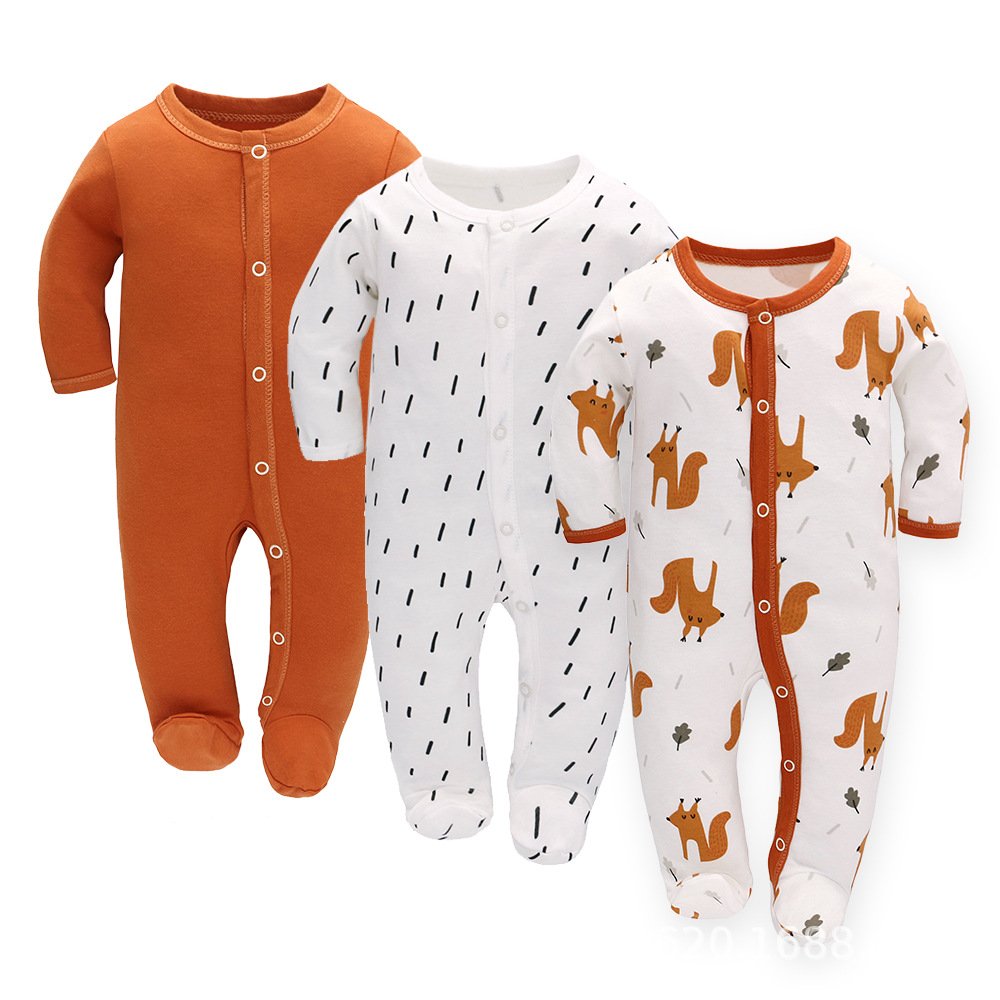 Wholesale Hot selling Custom Cartoon-Print Baby Bamboo Pajamas Long Sleeve Baby Winter Pajamas Long Style Baby Rompers