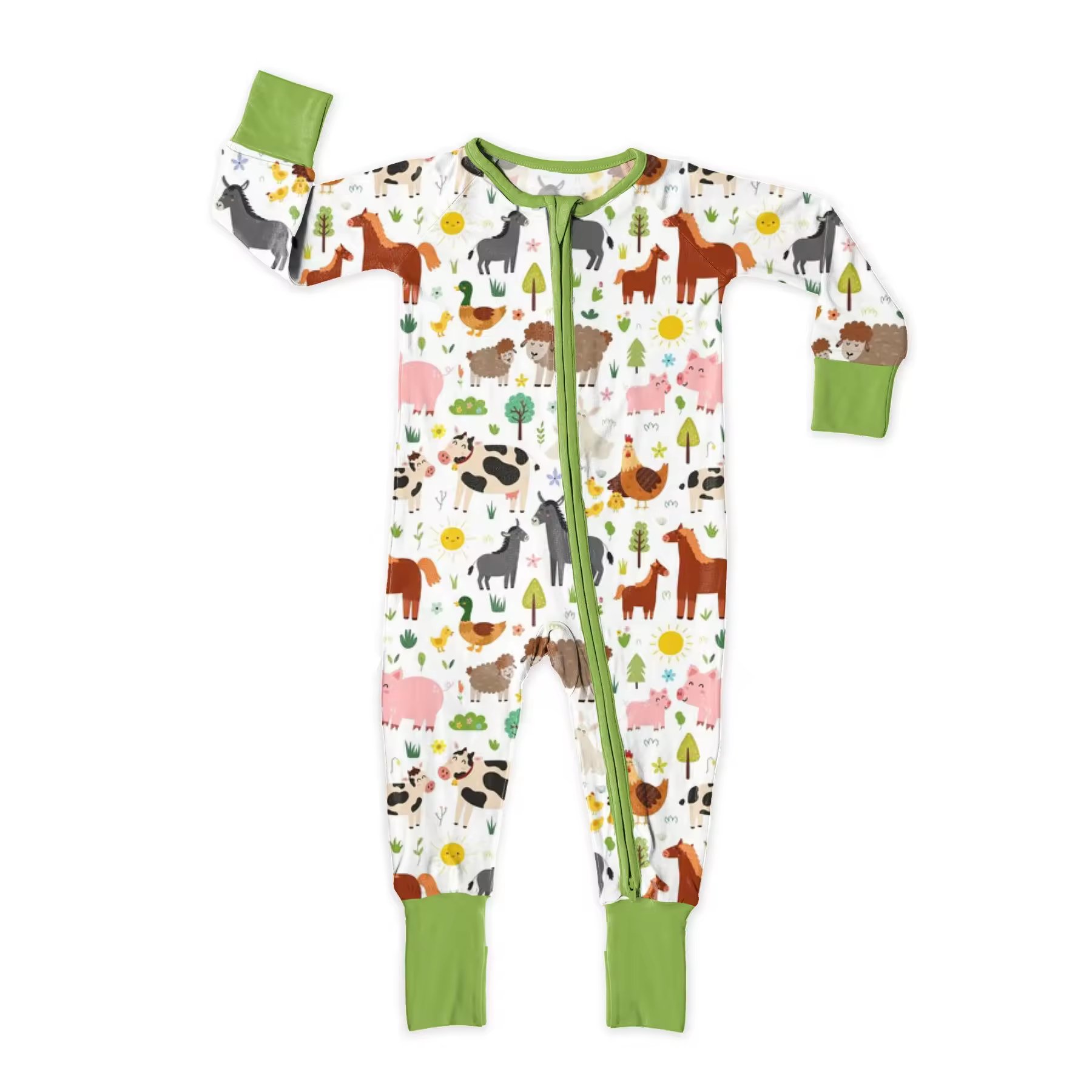 Kids Footie Zipper Baby Bamboo Spandex Pajamas Baby Romper Baby Bamboo Fiber Clothing 100% Solid Bamboo Fiber