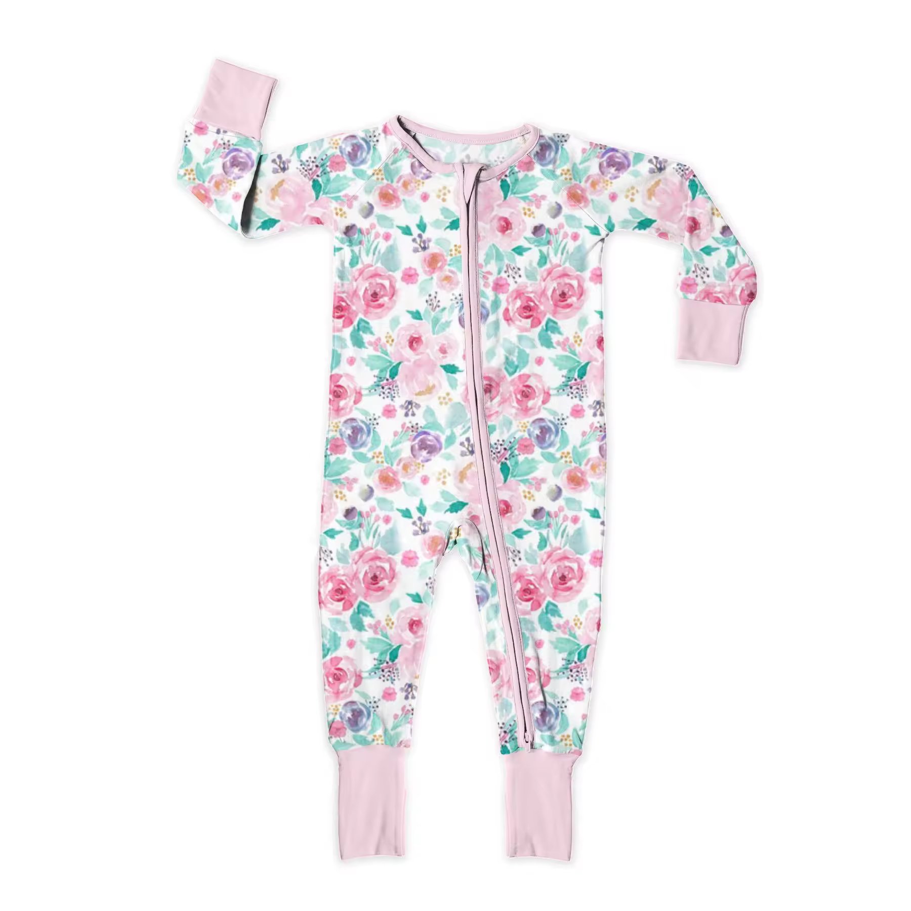 Kids Footie Zipper Baby Bamboo Spandex Pajamas Baby Romper Baby Bamboo Fiber Clothing 100% Solid Bamboo Fiber