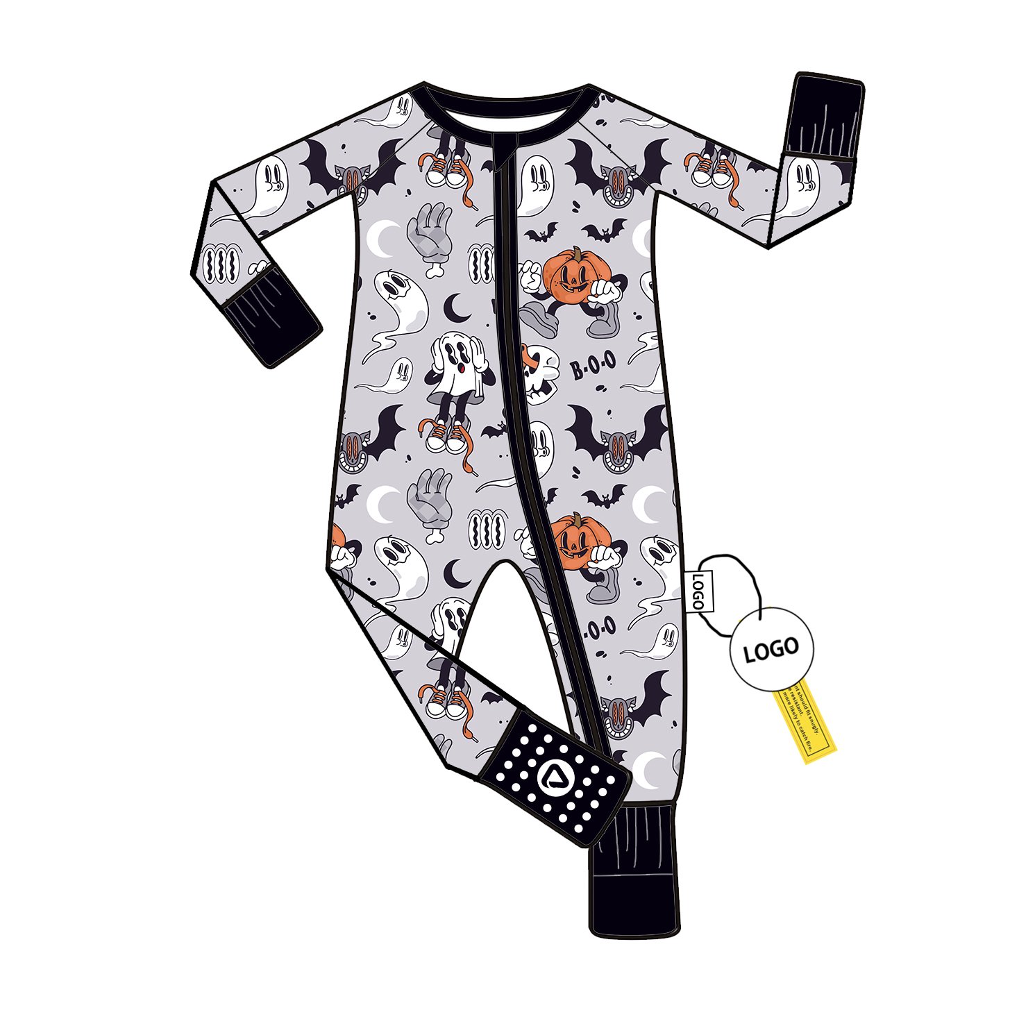 Custom Bamboo Baby Romper with Two Way Zipper Long Sleeve Pajamas Wholesale Low MOQ for Unisex Jumpsuit Bodysuit Sleeper