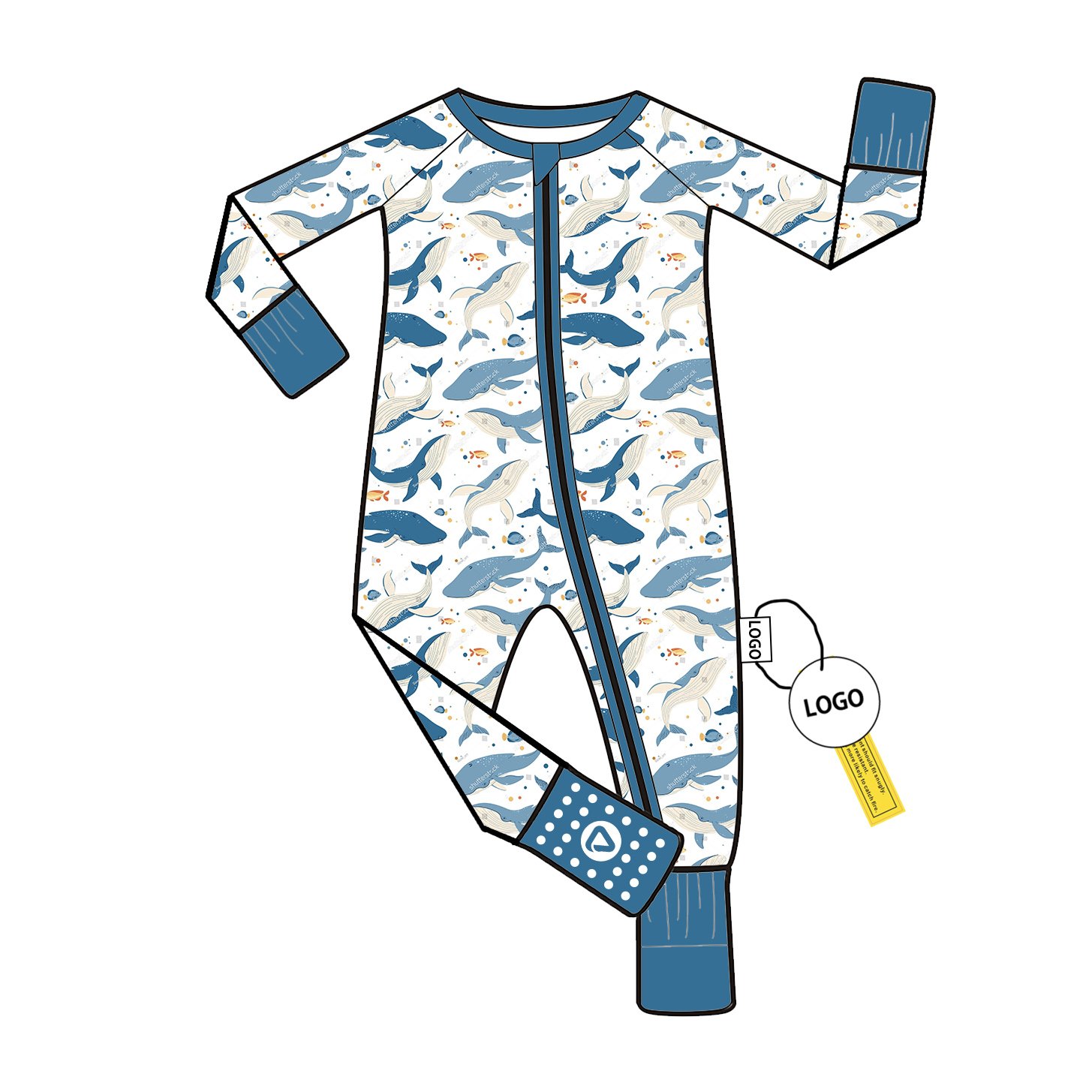 Custom Bamboo Baby Romper with Two Way Zipper Long Sleeve Pajamas Wholesale Low MOQ for Unisex Jumpsuit Bodysuit Sleeper