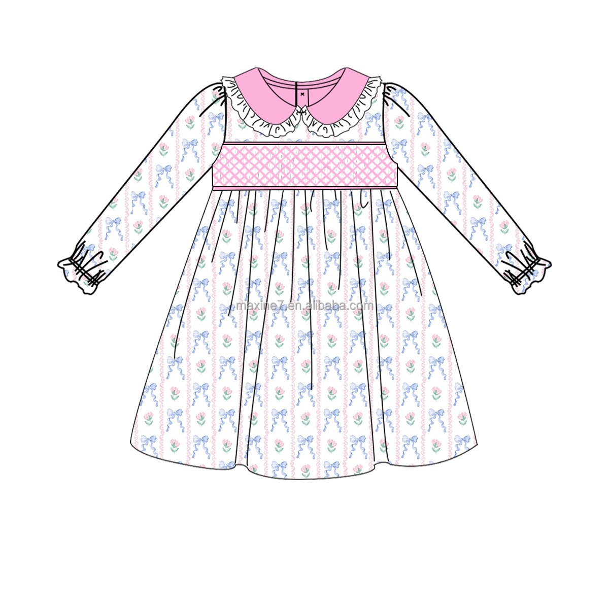 Puresun Smocked Children Clothing Boutique Baby Girls Winter Clothes Embroidery Kids Cotton Rompers Wholesale