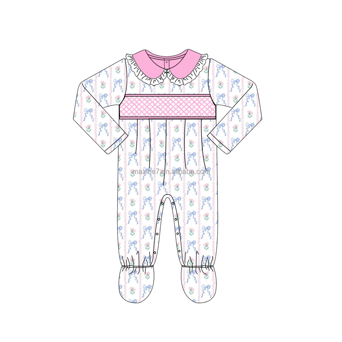 Puresun Smocked Children Clothing Boutique Baby Girls Winter Clothes Embroidery Kids Cotton Rompers Wholesale