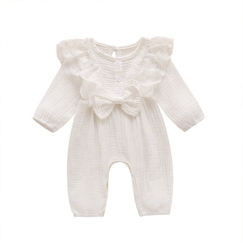 Boutique baby rompers clothes lace jumpsuits cotton long sleeve toddler girls jumpsuit spring fall newborn one-piece jumpsuits