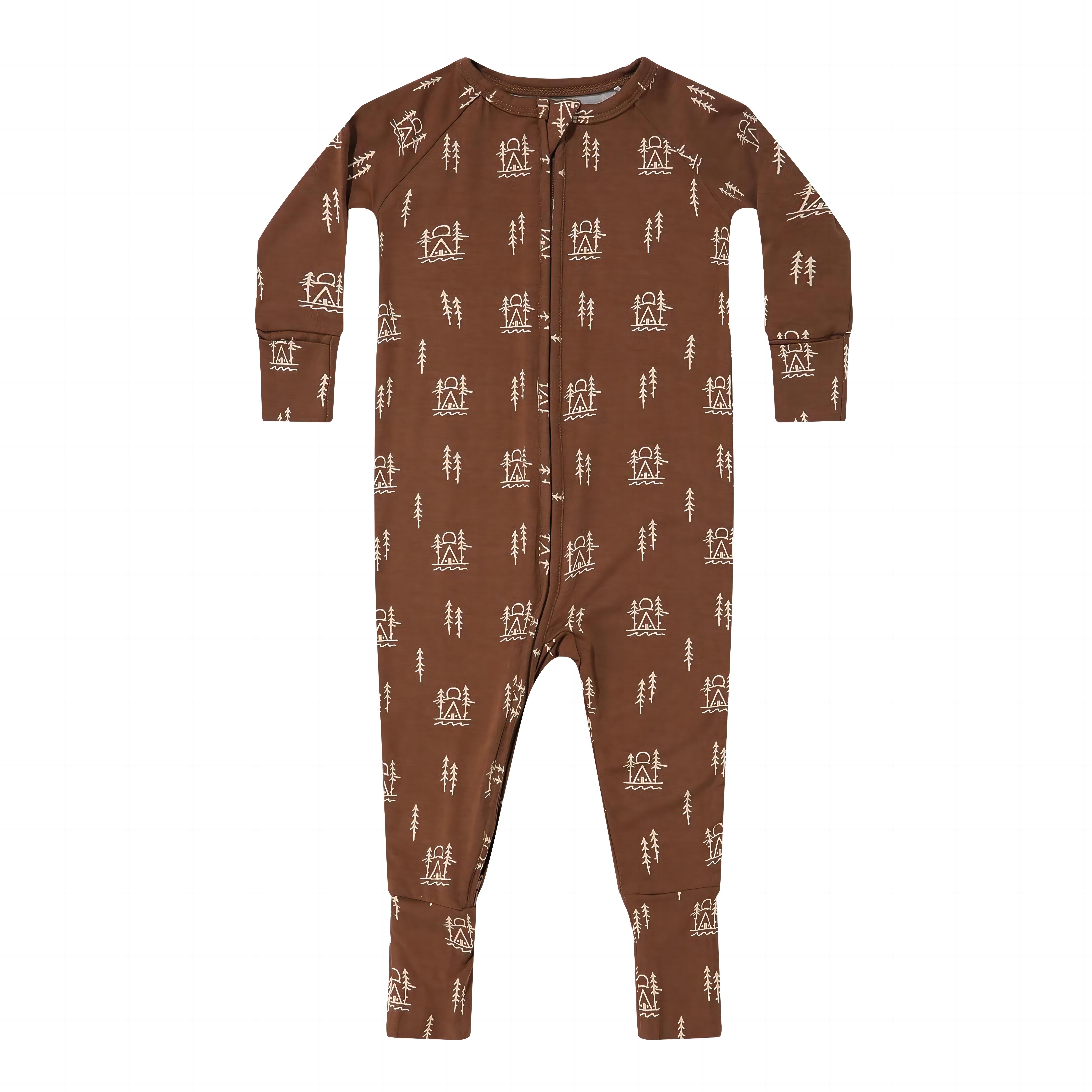 Baby Romper Pajamas Made From Bamboo Infant Clothes Solid Color 2 Way Zipper Sleeper Full Sleeve Footless