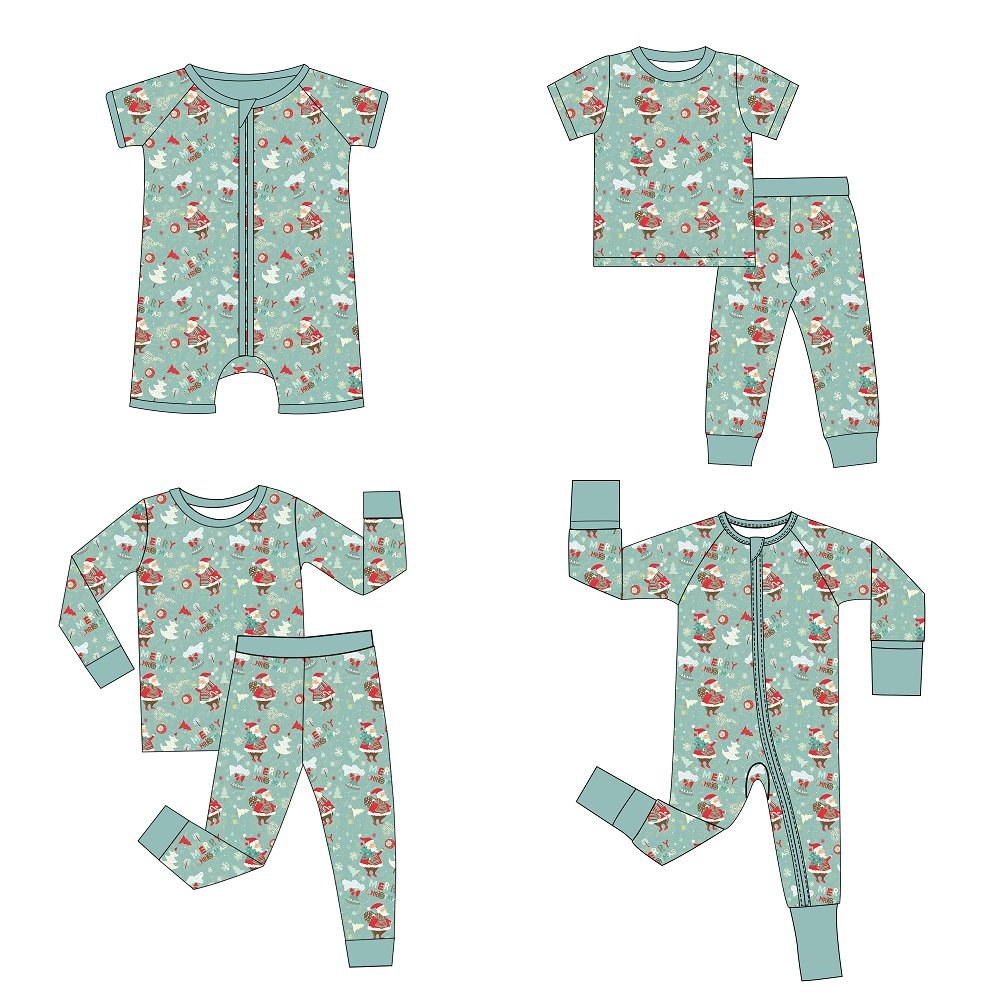Wholesale Infant Kids Zipper Bodysuit Onesies Baby Clothes Romper Christmas Custom Bamboo Baby Pajama