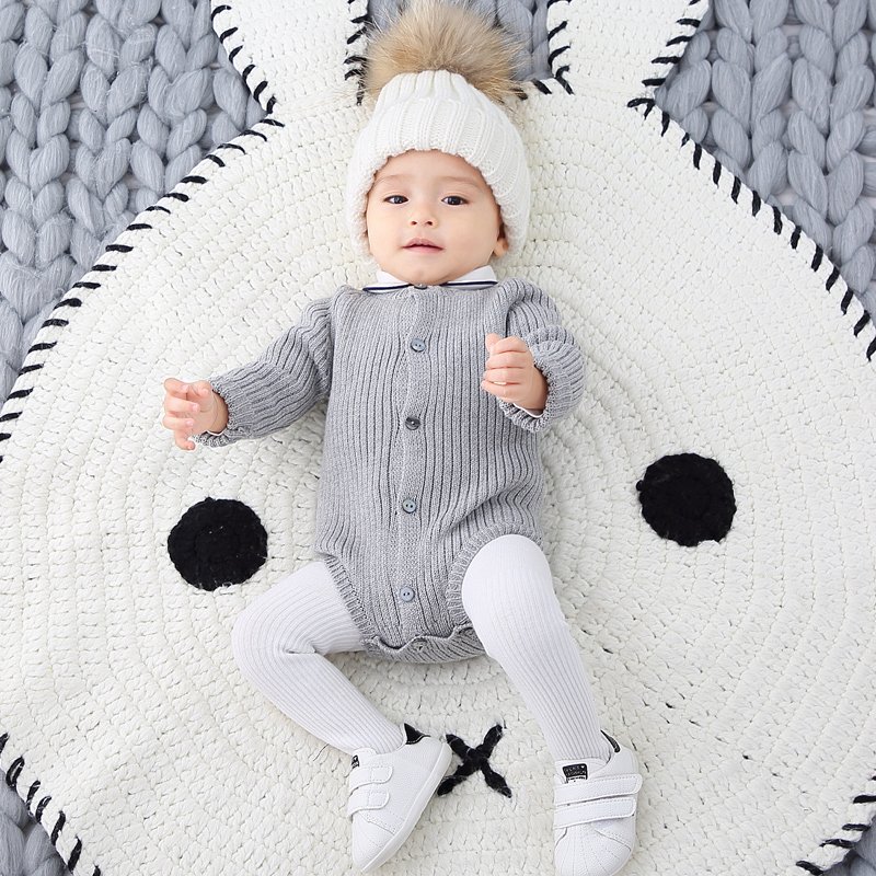 custom design boutique knitted baby romper sweater 100% cotton boy clothing 6471