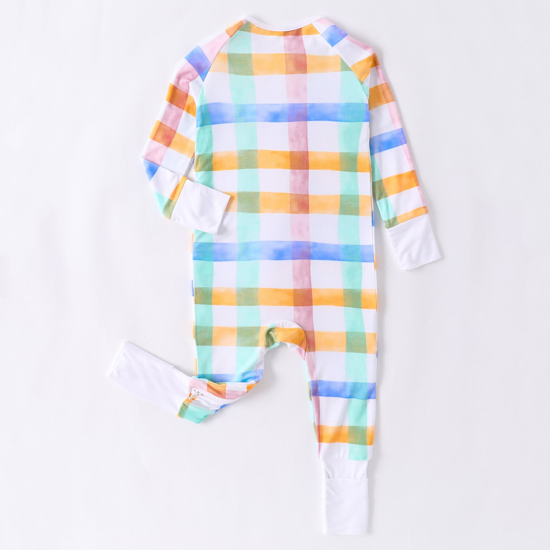 Custom checkered baby romper zippershirt