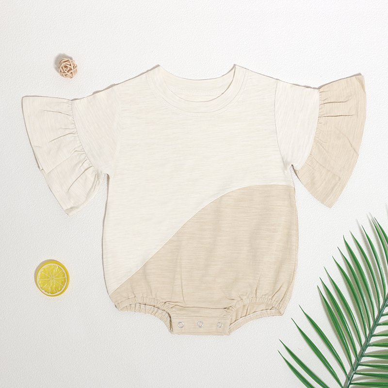 Cheap Prices Summer Baby Clothes Color Clash Design Infant Jumpsuit Ruffled Sleeve Toddler Baby Rompers
