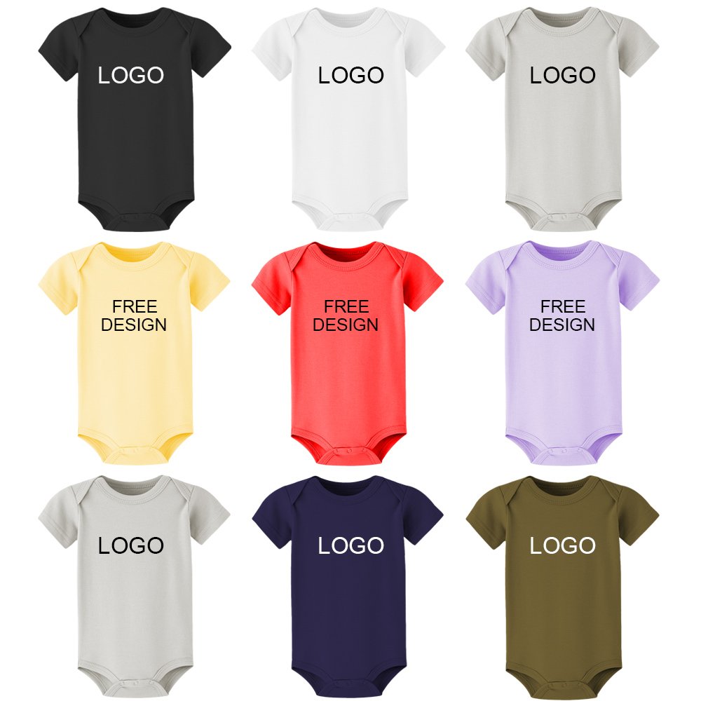 Baby Romper Clothes Bodysuits Toddler Clothing Short Sleeve Custom Logo Pure Cotton Boy and Girls Newborn Unisex Knitted Support