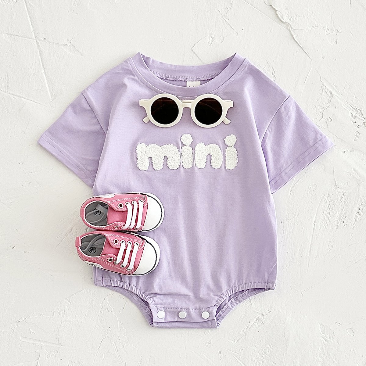 Newborn Summer Jumpsuit Short Sleeve Alphabet Embroidery Climb Suit Newborn Rompers
