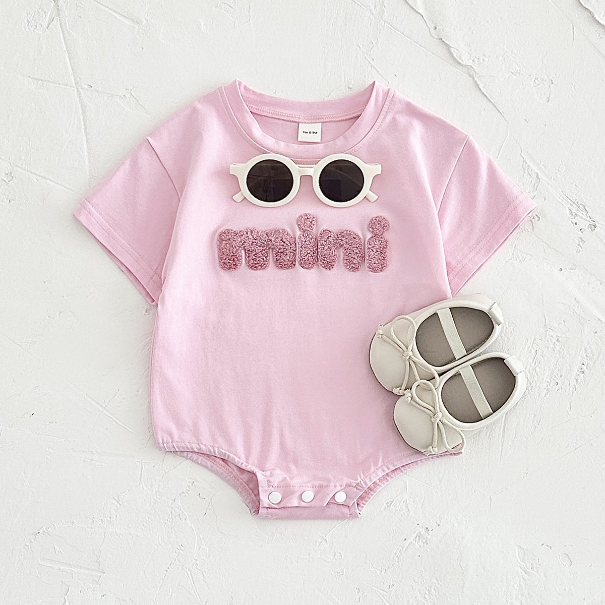 Newborn Summer Jumpsuit Short Sleeve Alphabet Embroidery Climb Suit Newborn Rompers