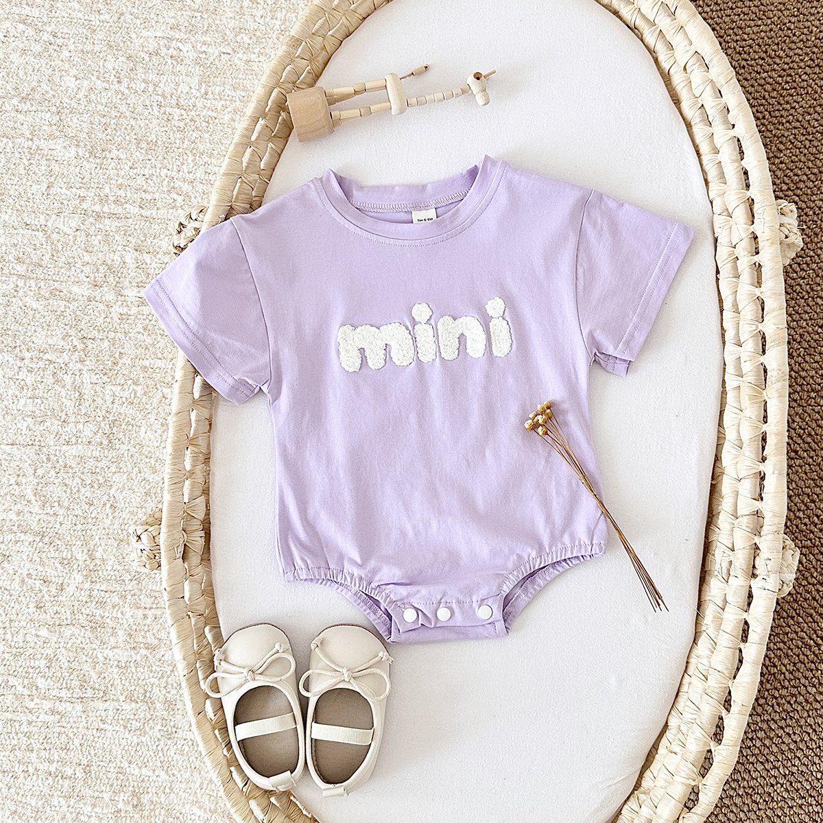 Newborn Summer Jumpsuit Short Sleeve Alphabet Embroidery Climb Suit Newborn Rompers