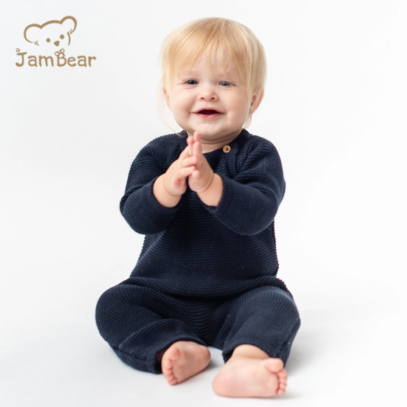 Organic Cotton Classic Knit Baby Romper baby sweater onesie baby knitwear Rib knit infant pajama onesie toddler girl clothes
