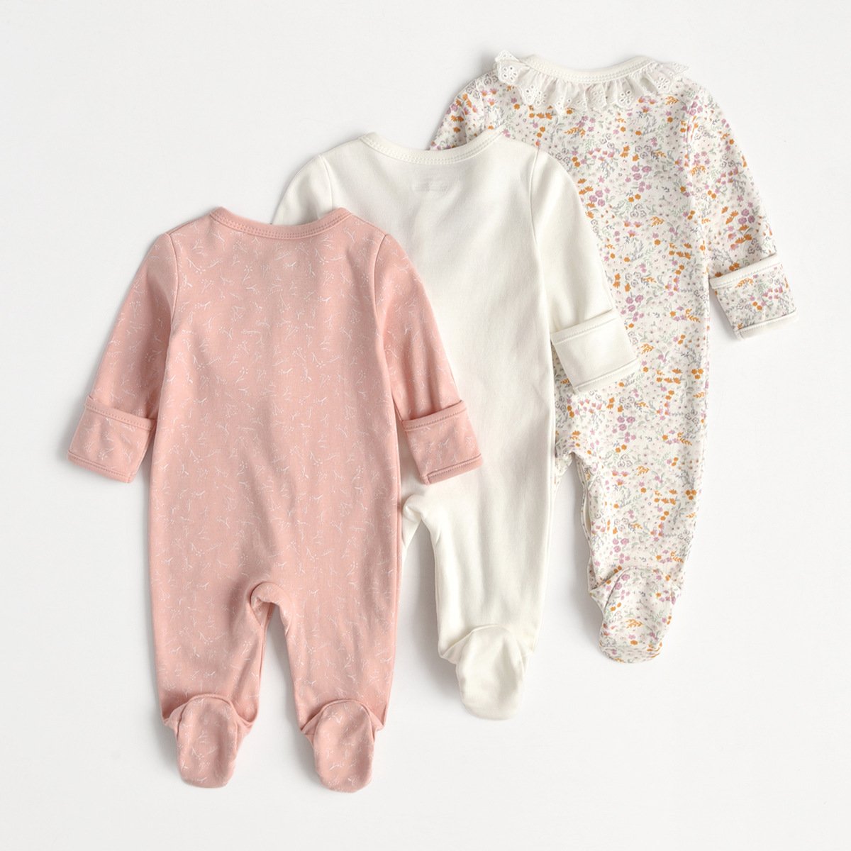 3 Piece Packing High Quality infant footed romper 100% Organic Cotton baby romper Newborn Baby Overall sleepsuit