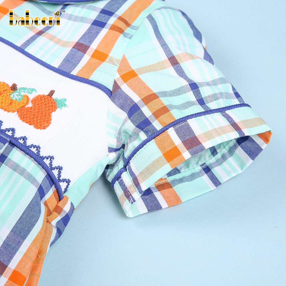 Pumpkin trucks smocked boy long bubble ODM OEM kids clothing boys Boys clothing sets made in vietnam - BB2596