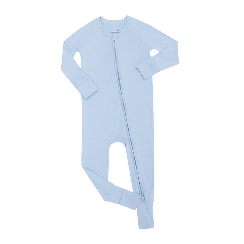 Wholesale New Born Baby Boys Girls Clothes Solid Infant Jumpsuit 0-24M Zipper Long Sleeve Bamboo Baby Romper