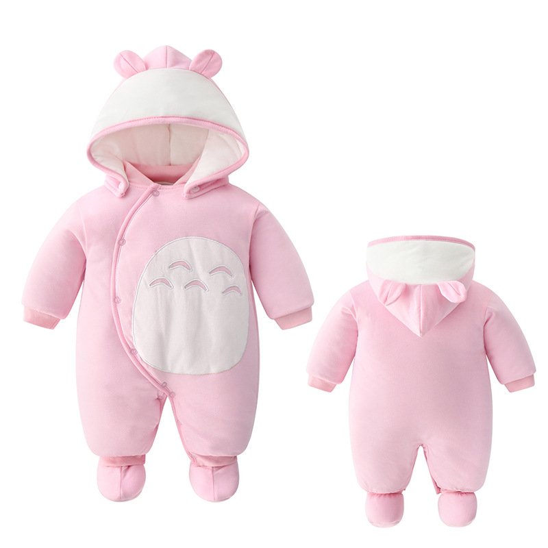 Winter Thick Long Sleeved Single Breasted Hooded Jumpsuit Romper Jacket For New Born Baby Clothes