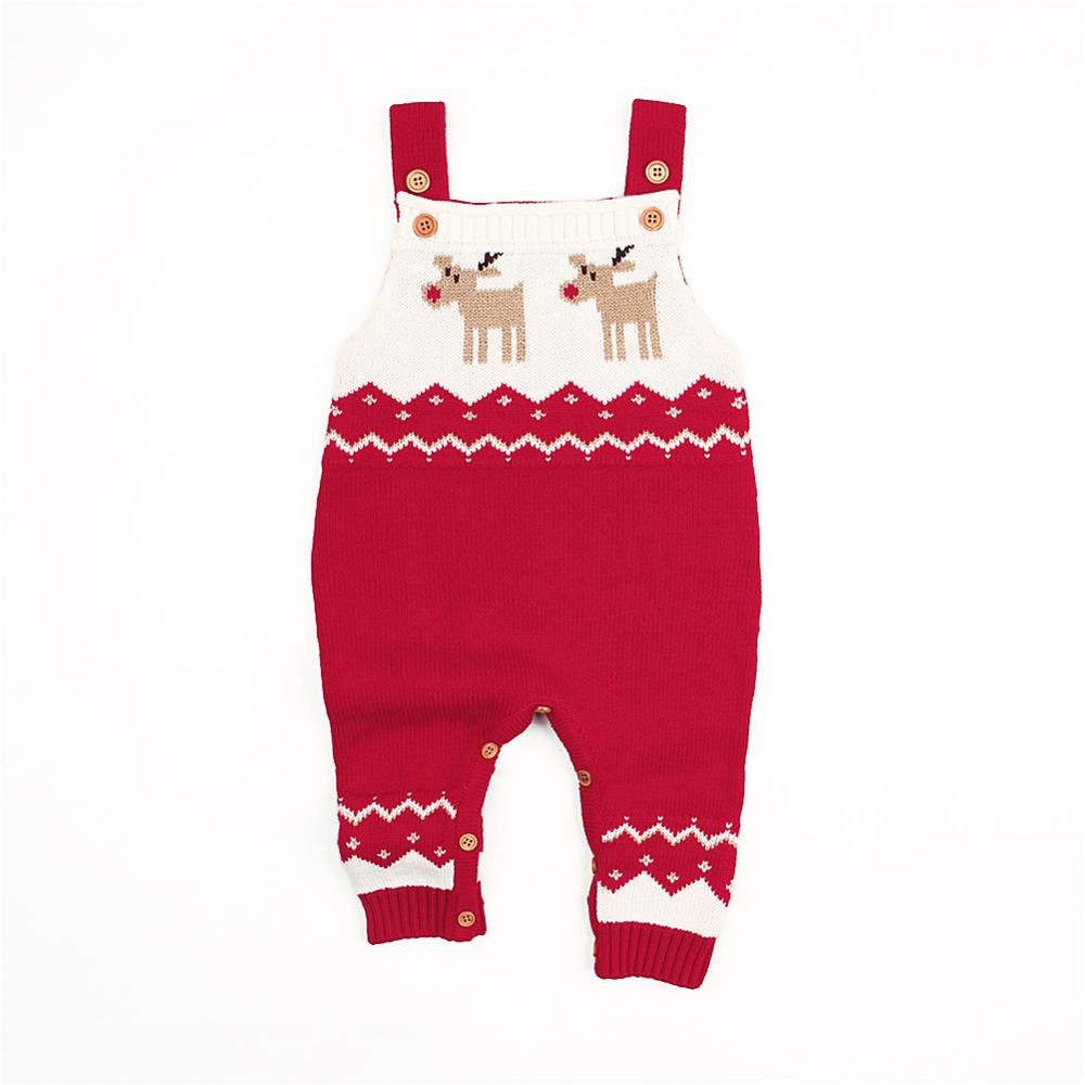 Baby Christmas Cartoon Jumpsuit Baby Overall Clothes Girl Boy Infant Sweater Baby Knitted Romper