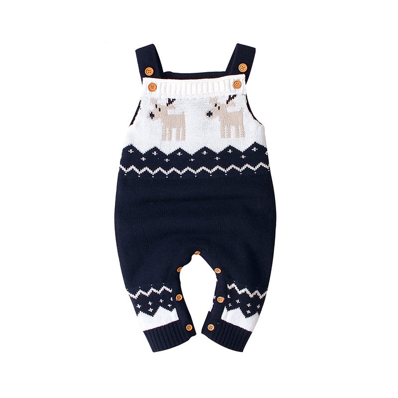 Baby Christmas Cartoon Jumpsuit Baby Overall Clothes Girl Boy Infant Sweater Baby Knitted Romper