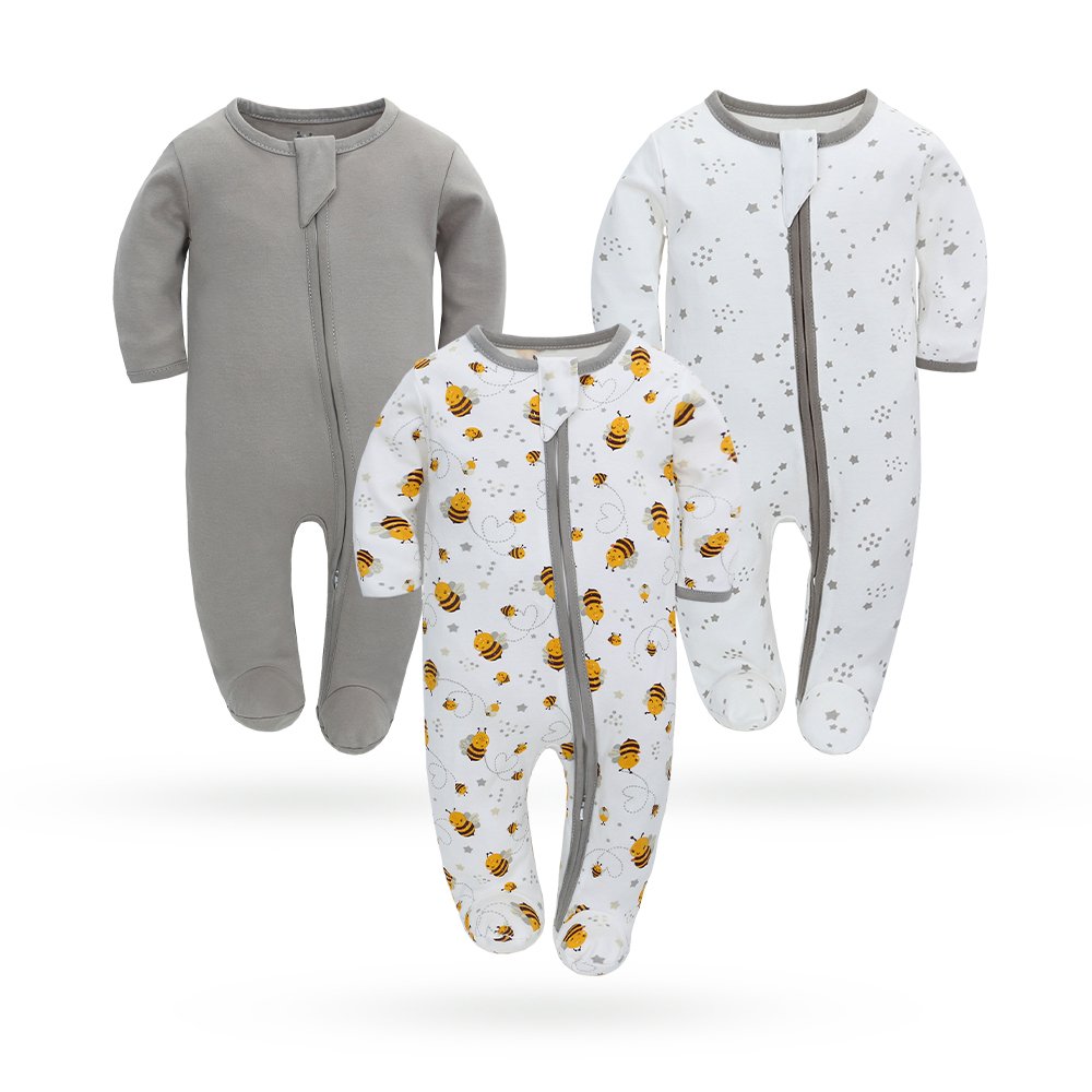 High Quality newborn Clothing baby rompers with zipper 100% cotton long sleeve baby pajamas leg covered baby clothes