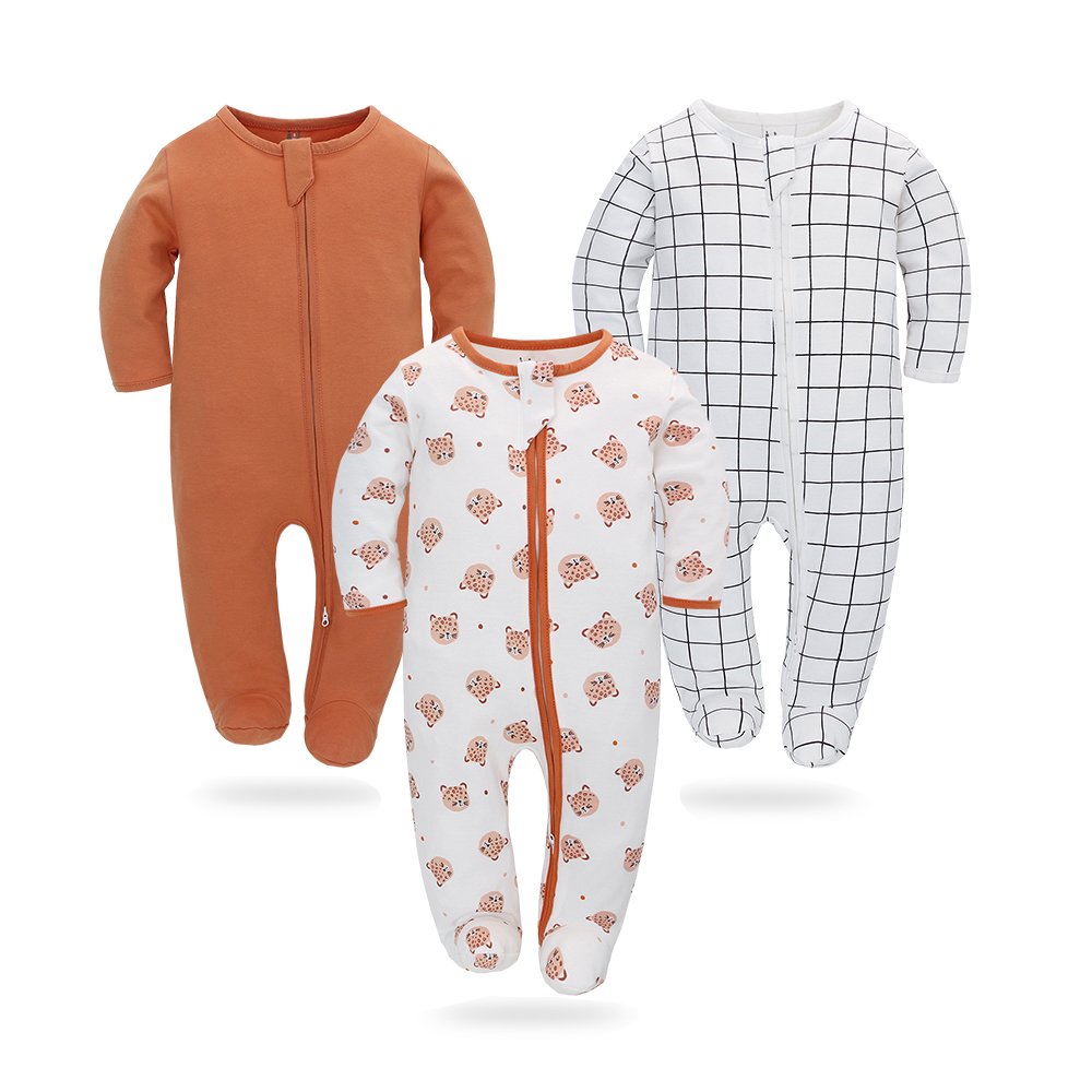High Quality newborn Clothing baby rompers with zipper 100% cotton long sleeve baby pajamas leg covered baby clothes
