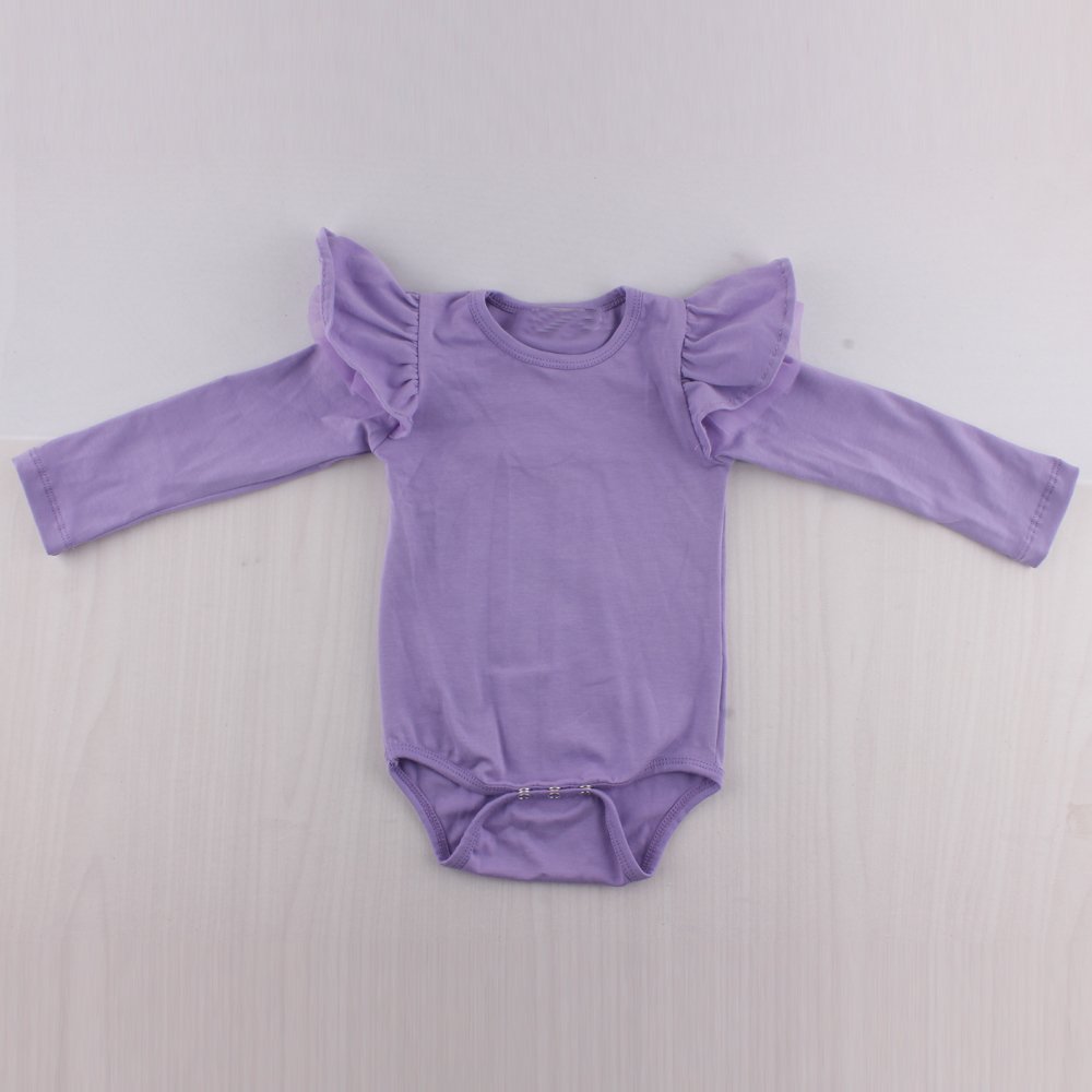 Girls boutique cotton rompers infant wine full-length crotch snap baby boy icing ruffle sleeve long leg ruffle girls baby romper