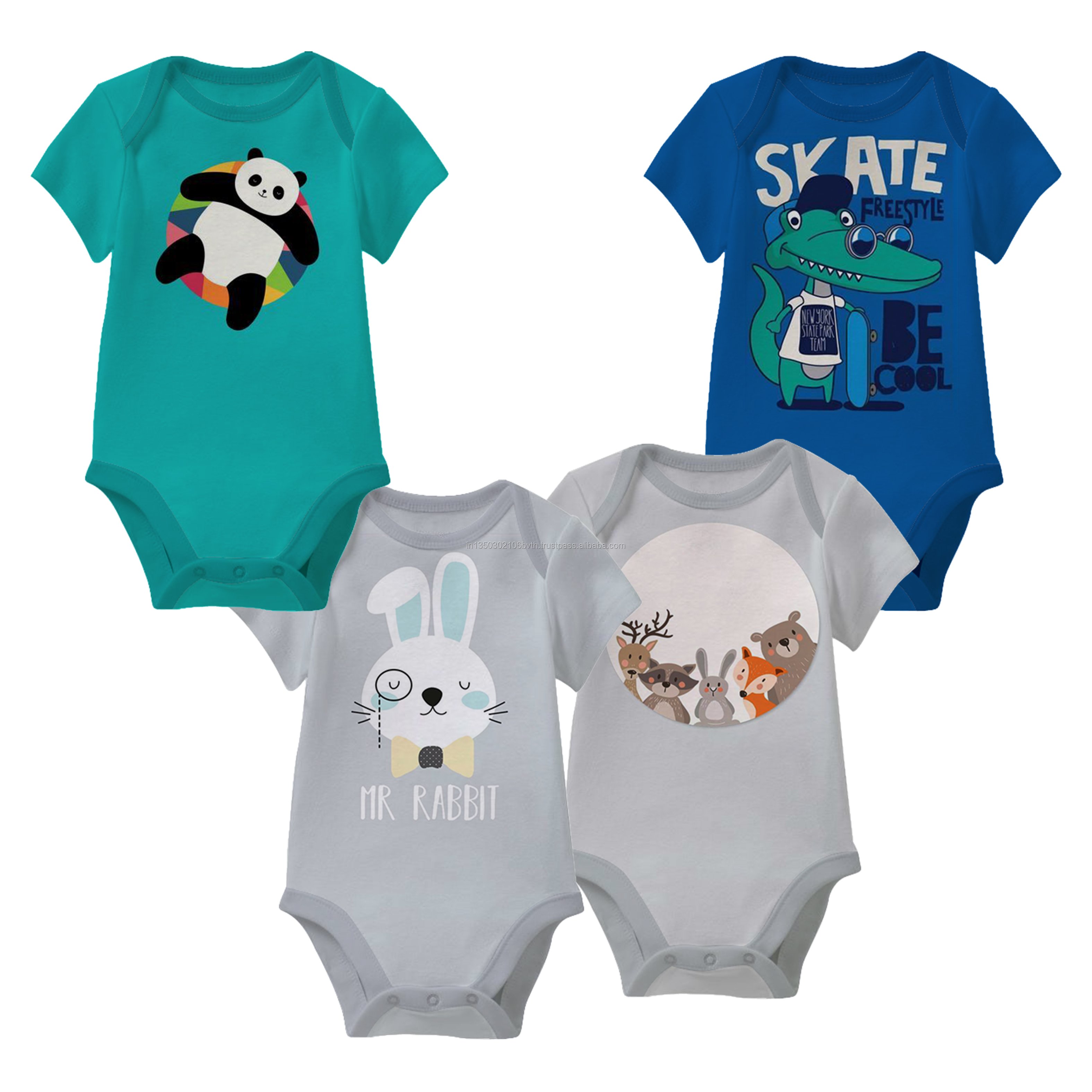BABY'S STYLISH LONG SLEEVE ROMPERS 100% Cotton Knitted Fabric Snap Button Closure Love & Ins Style Sizes 0-3 0-6 & 12 Months