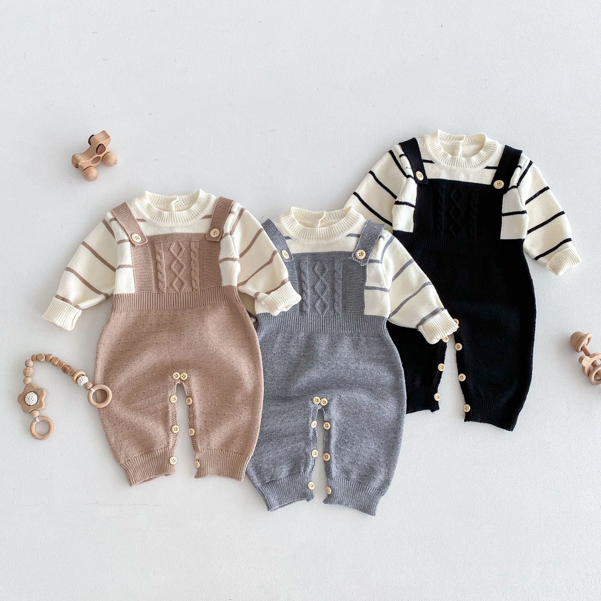 Autumn Winter Baby Rompers Knitted Newborn Boys Girls Long Sleeve Jumpsuits Outfits