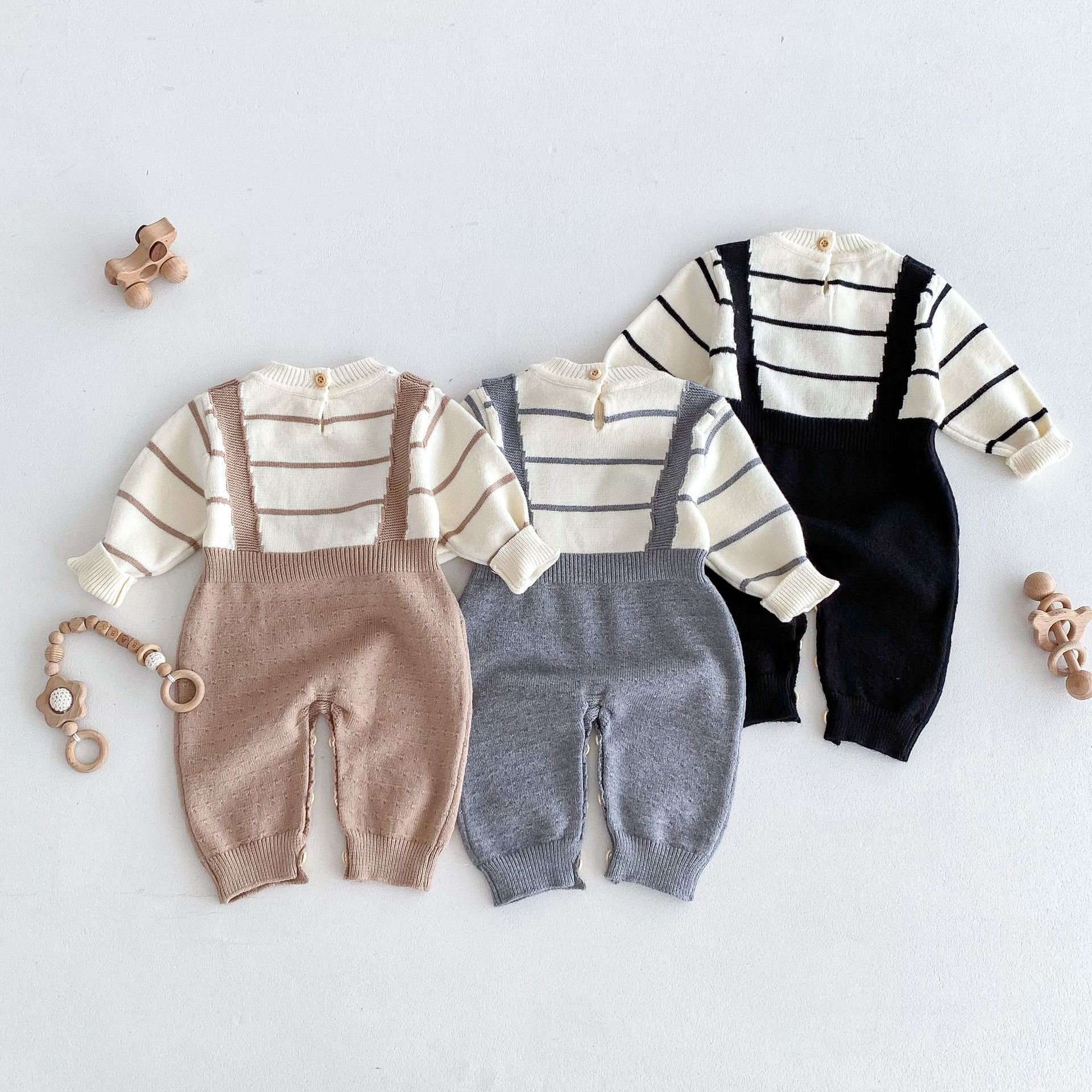 Autumn Winter Baby Rompers Knitted Newborn Boys Girls Long Sleeve Jumpsuits Outfits