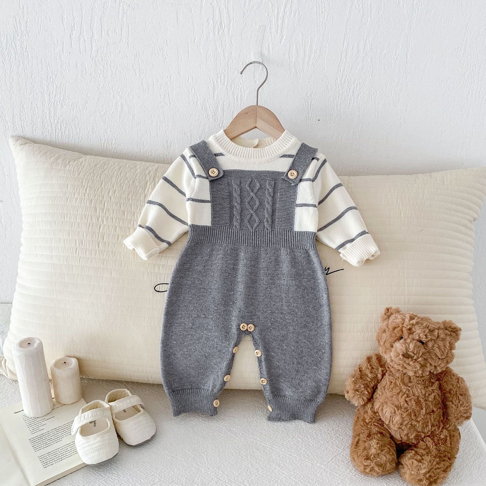 Autumn Winter Baby Rompers Knitted Newborn Boys Girls Long Sleeve Jumpsuits Outfits