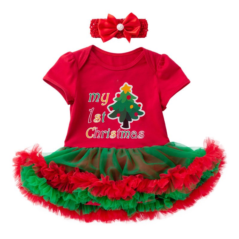 Christmas 1 Year Baby Romper Girl Clothes Santa Party Set Newborn Baby Girls 1st Birthday Tutu Dress for Toddler Girls 12 18M