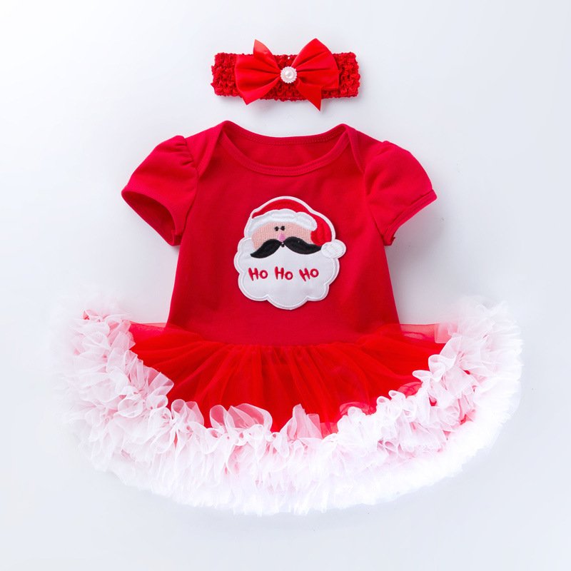 Christmas 1 Year Baby Romper Girl Clothes Santa Party Set Newborn Baby Girls 1st Birthday Tutu Dress for Toddler Girls 12 18M