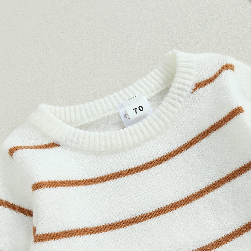 Newborn Striped Print Long Sleeve Autumn Knitted Baby Boys Girls Cute Sweater Rompers