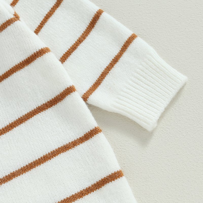 Newborn Striped Print Long Sleeve Autumn Knitted Baby Boys Girls Cute Sweater Rompers