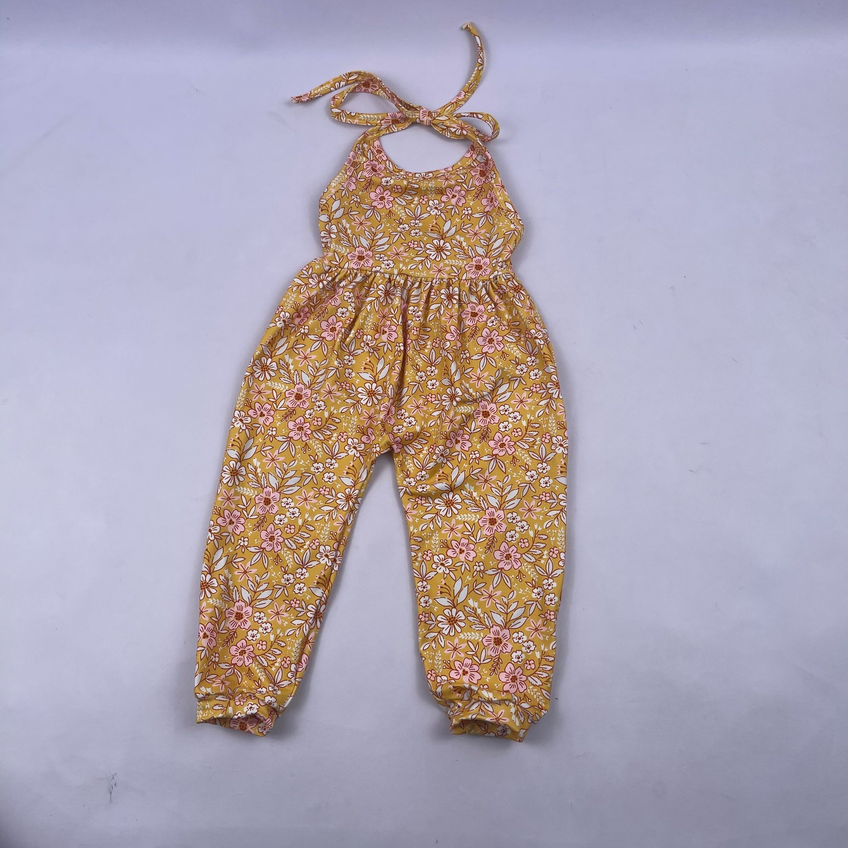kids 2022 clothing yellow printed baby halter romper sleeveless jumpsuit for babies summer baby clothes