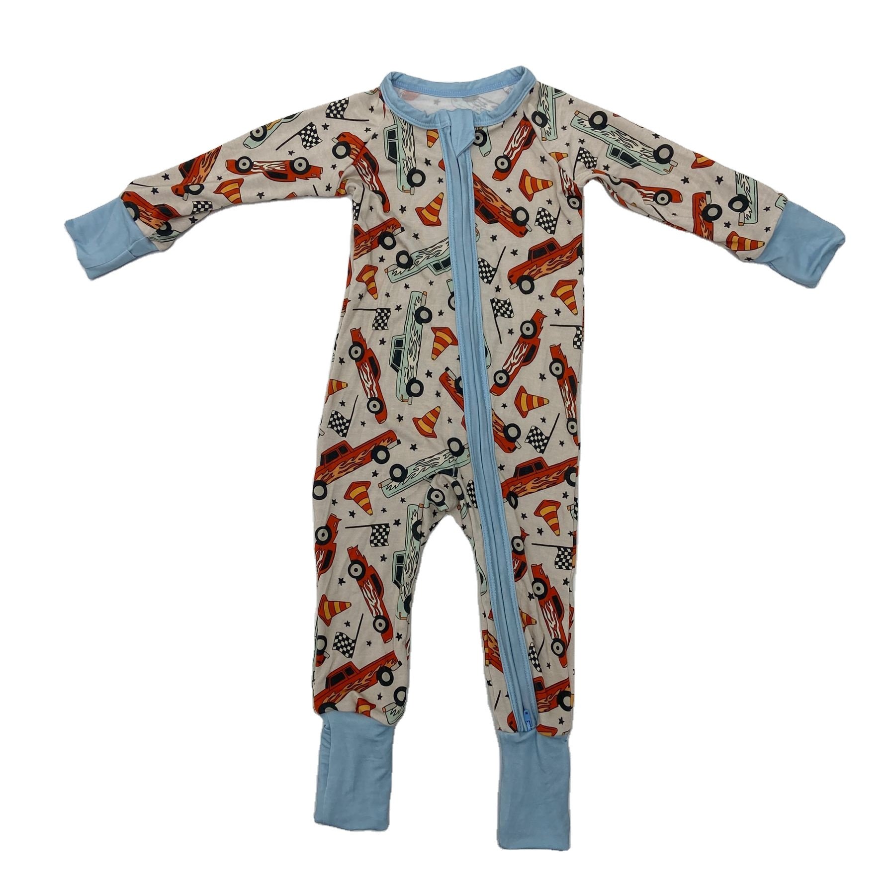 Custom New Unisex Infant Pajamas Soft Breathable Bamboo Knitted with Zipper Custom Print Pretty Pattern Winter Baby Romper