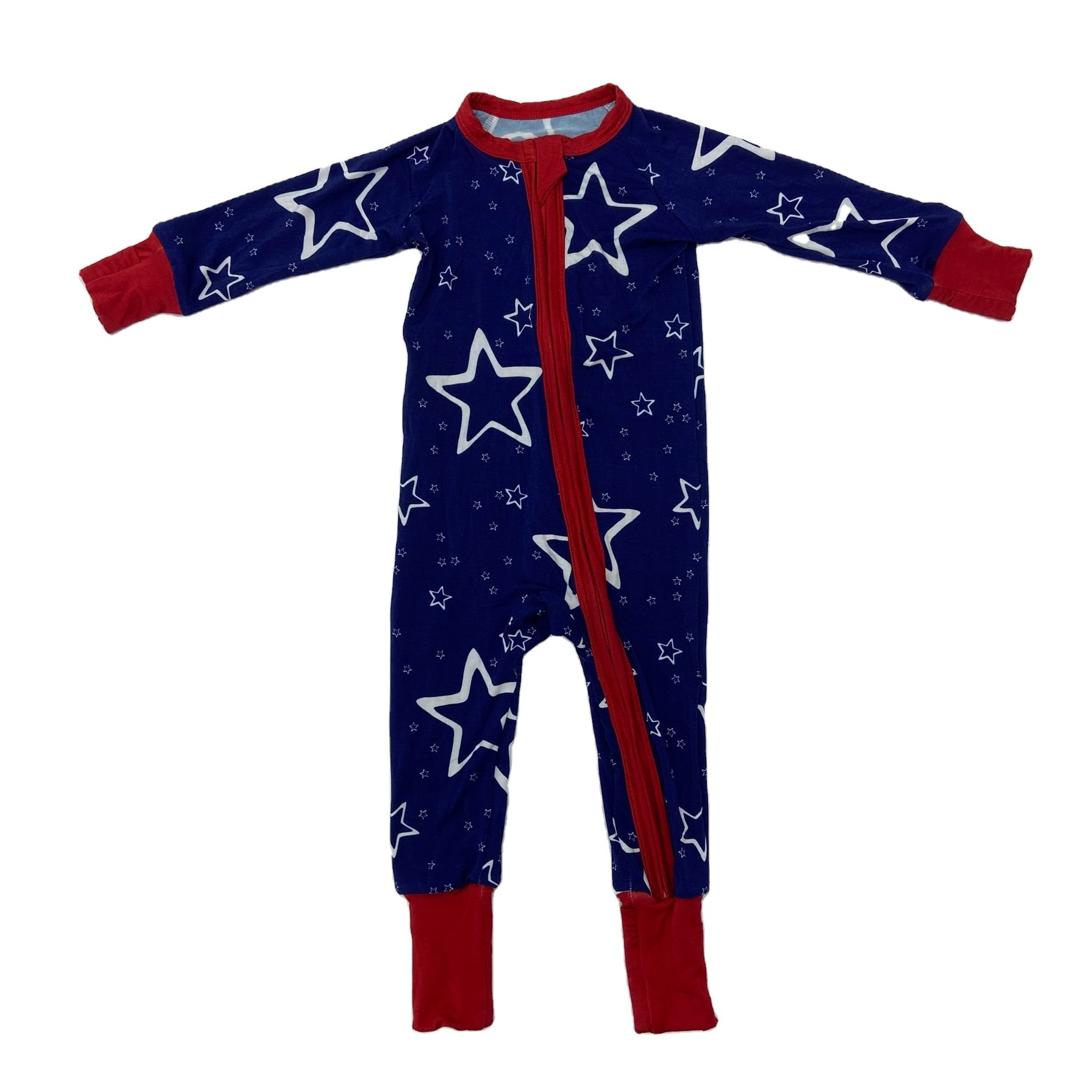 Custom New Unisex Infant Pajamas Soft Breathable Bamboo Knitted with Zipper Custom Print Pretty Pattern Winter Baby Romper