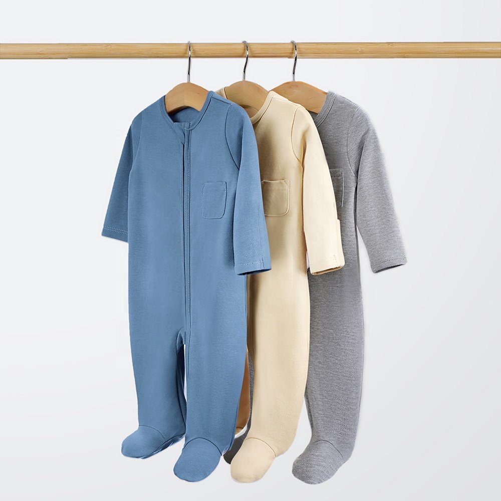 Organic Cotton Romper Manufacturers Wholesale Newborn Jumpsuit Baby Footed Pajamas
