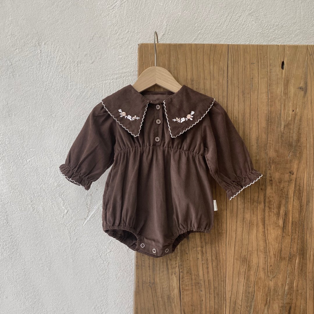 100% Cotton Baby Girl Clothing with Embroidered Lapel Long Sleeves Cute print style Jumpsuit
