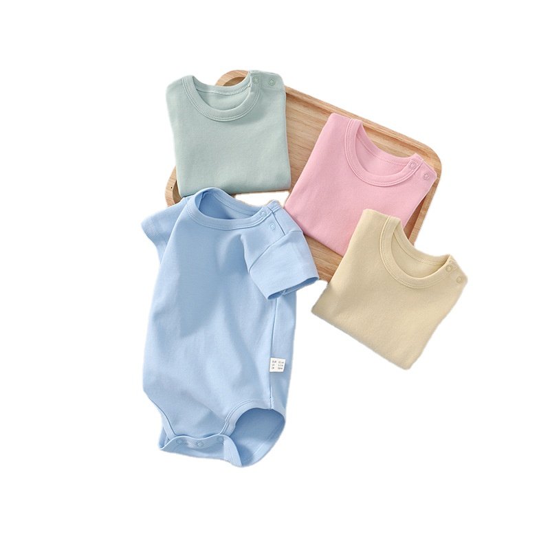 Wholesale newborn baby short sleeve romper muslin baby bodysuit cotton Custom baby romper