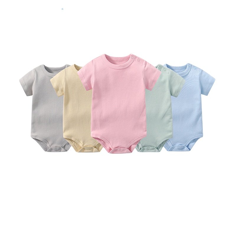 Wholesale newborn baby short sleeve romper muslin baby bodysuit cotton Custom baby romper
