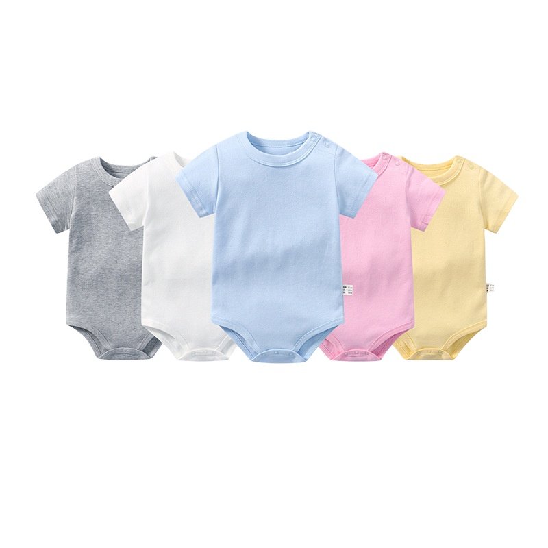 Wholesale newborn baby short sleeve romper muslin baby bodysuit cotton Custom baby romper