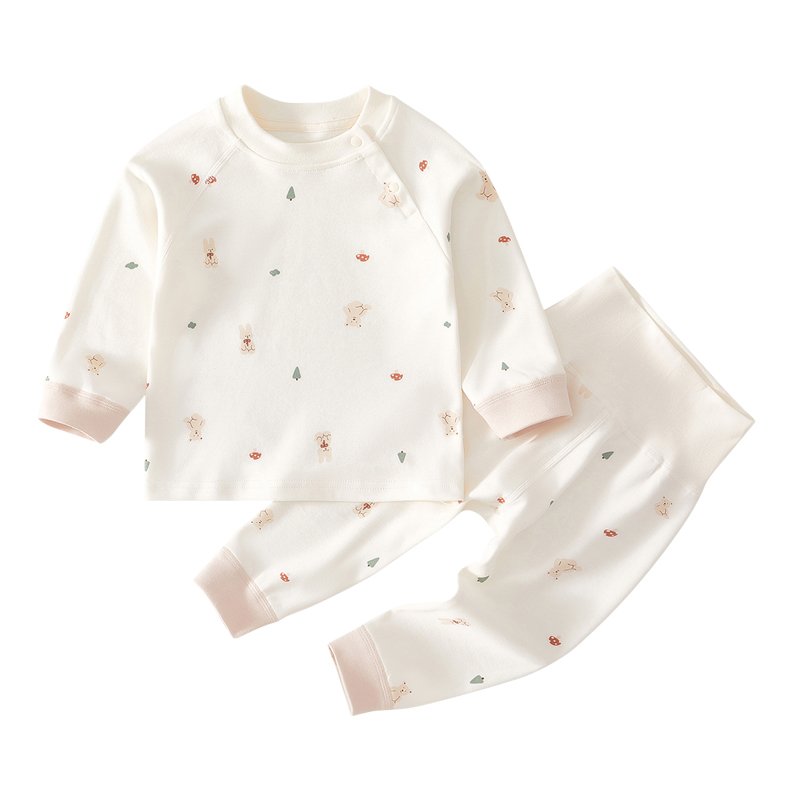New baby autumn clothes trousers suit pure cotton boneless high waist pajamas thick warm clothes