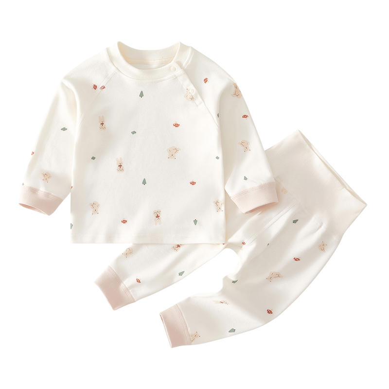 New baby autumn clothes trousers suit pure cotton boneless high waist pajamas thick warm clothes