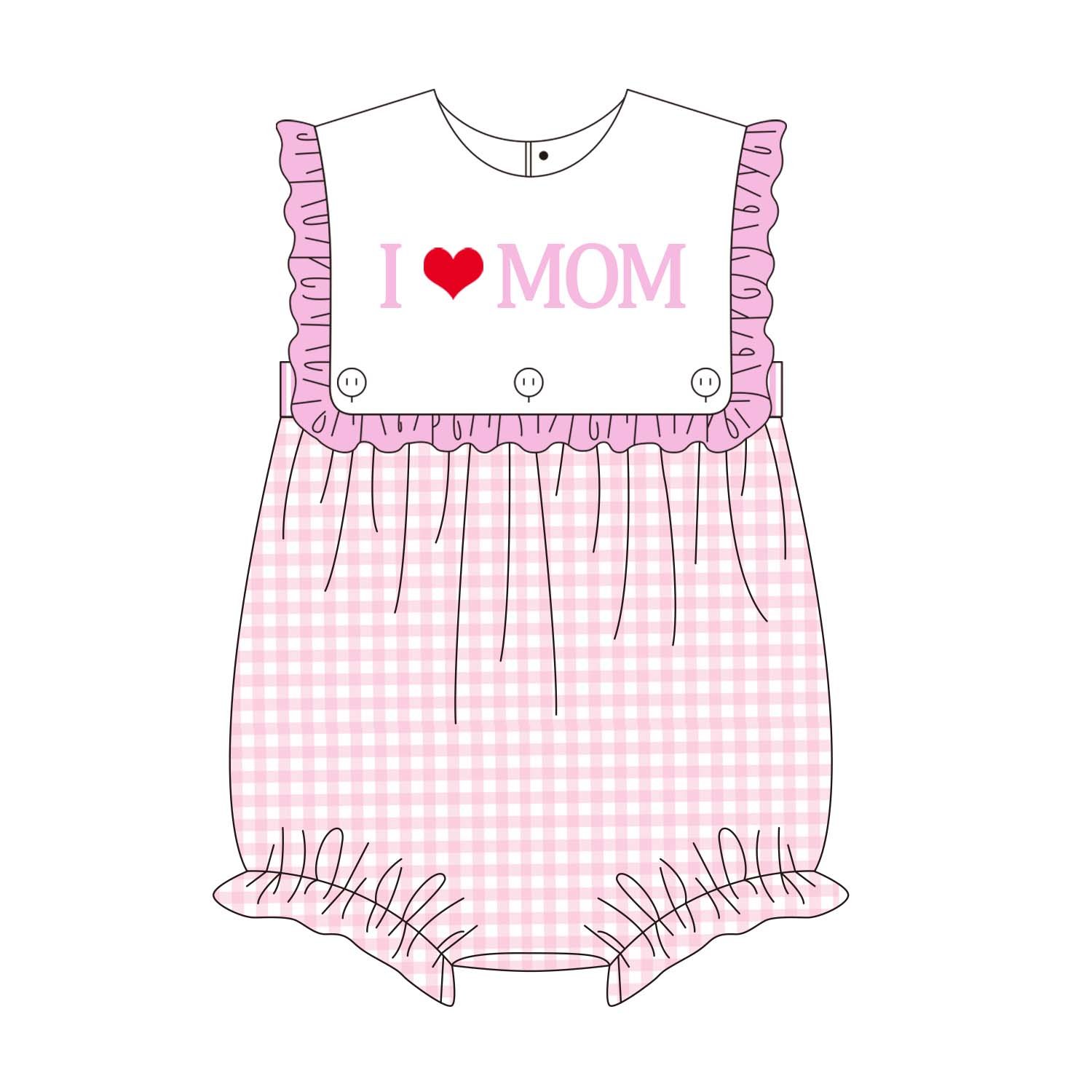 boyis Girl Clothes Baby Girl Bubble Romper Boutique Mother's Day Custom Cute Pretty Embroidery Summer Cartoon Short Button