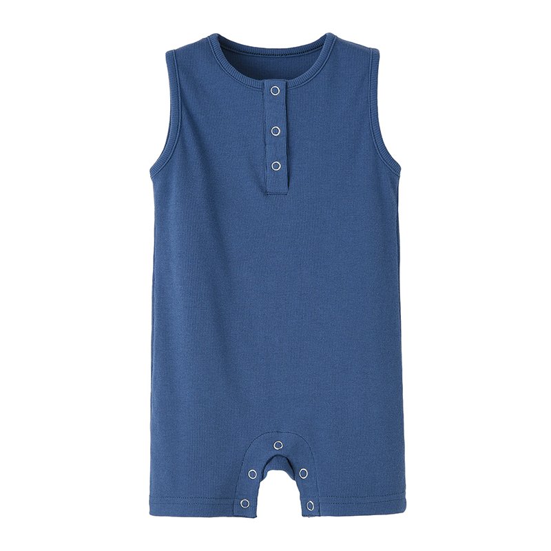 New Arrival Newborn Solid Ribbed Knit Clothes Boy Girl Tank Baby Henley Jumpsuits Summer Baby Romper