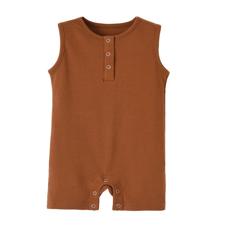 New Arrival Newborn Solid Ribbed Knit Clothes Boy Girl Tank Baby Henley Jumpsuits Summer Baby Romper